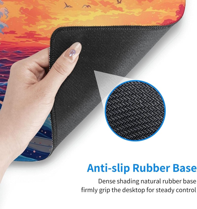 Brecoy Gaming Mouse Pad Desk Pad,Extended Big Mouse Pad,31.5x11.8 Inch Long Computer Keyboard Mouse Mat Mousepad with 3mm Non-Slip Base and Stitched Edge for Gaming and Office… (Sunset Wave) - Image 5